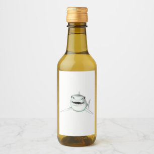 Aquarell-Hai lächelnd grauer grüner Ozean-Tier  Weinetikett