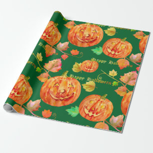 Aquarell-Halloween-Kürbis-Packpapier Geschenkpapier