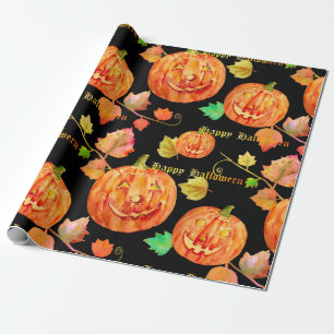 Aquarell-Halloween-Kürbis-Packpapier Geschenkpapier