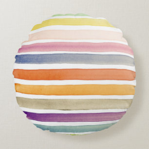 Aquarell-Handbemalte Pinselstriche, Banner. Rundes Kissen