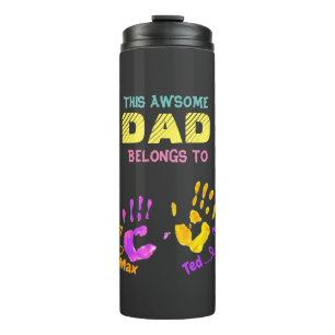 Aquarell Handgedruckt Vater Papa Sohn Kind Thermosbecher