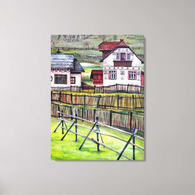 Aquarell Handgemalt Siebenbürgen, Rumänien Leinwanddruck (Vorderseite)