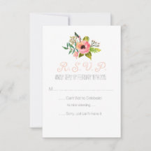 Aquarell handgemalte Blumen-RSVP-Karte