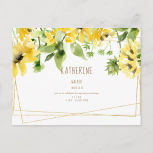  Aquarell Hängend Sonnenblumen Brautparty Invi Einladungspostkarte