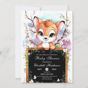 Aquarell Happy Deer Baby Dusche Einladung