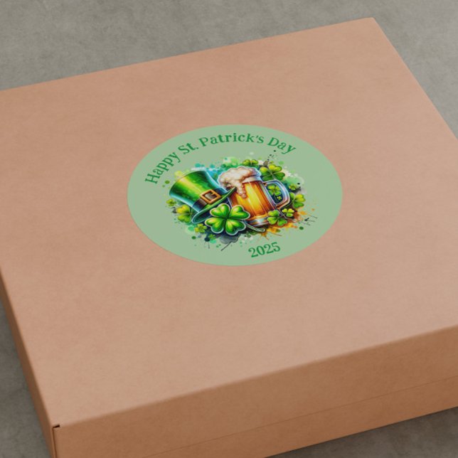 Aquarell Happy St. Patrick's Day Party Accessoire Runder Aufkleber (Von Creator hochgeladen)