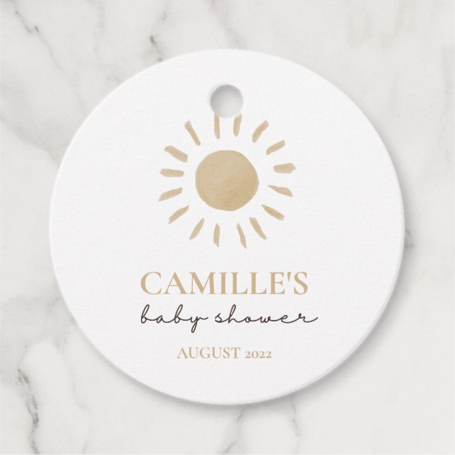 Aquarell Happy Yellow Sun Danke Baby Dusche Geschenkanhänger (Vorderseite)