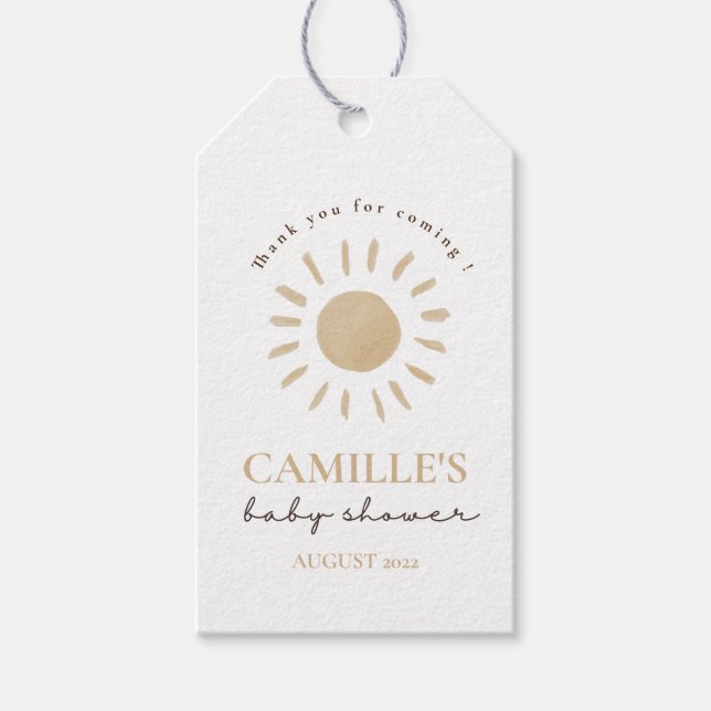 Aquarell Happy Yellow Sun Danke Baby Dusche Geschenkanhänger (Vorderseite)