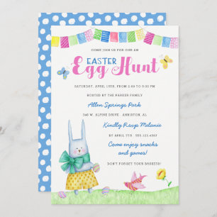 Aquarell-Häschen-Osterei-Jagd-Einladung Einladung