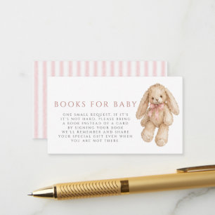 Aquarell-Häschen-Rosa-Schleife-Bücher für Baby Begleitkarte