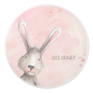Aquarell-Häschen-Socken-Fachgewohnheit Keramikknauf