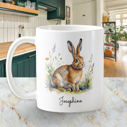 Aquarell-Hase Landleben-Wildtier-Tierliebhaber Kaffeetasse