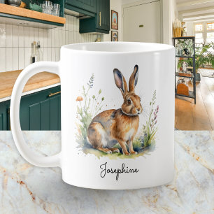 Aquarell-Hase Landleben-Wildtier-Tierliebhaber Kaffeetasse