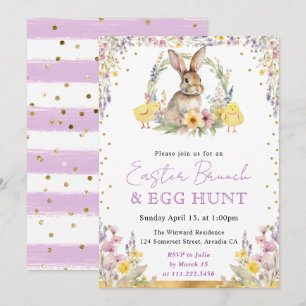 Aquarell-Hase und Frühlingsblumen Ostern Einladung