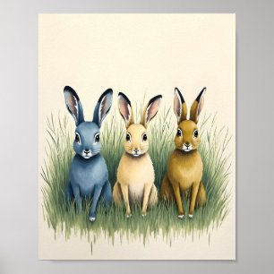 Aquarell-Hasen-Kinderzimmerplakat Poster