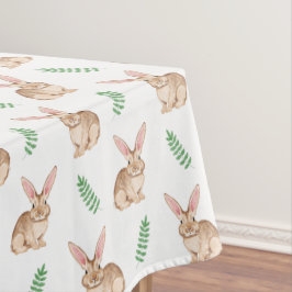 Aquarell-Hasen-Osterpattern mit Grünpflanzen Tischdecke