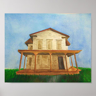 Aquarell-Haus Poster
