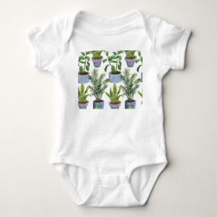 Aquarell Hauspflanzen: Grüne Landschaft Elega Baby Strampler