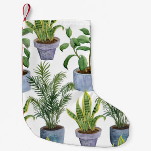 Aquarell Hauspflanzen: Grüne Landschaft Elega Kleiner Weihnachtsstrumpf