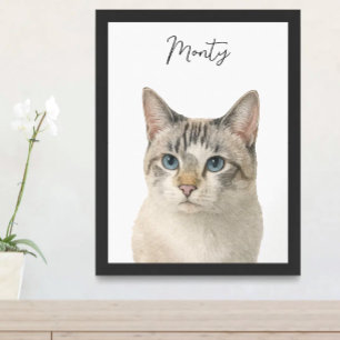 Aquarell-Haustier-Katze-Porträt-Schriftname Poster