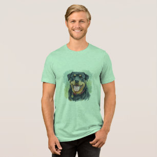 Aquarell-Haustier Rottweiler-Porträt Tri-Blend Shirt