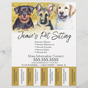 Aquarell-Haustierhund-Geschäft-Abreißstreifen-Flye Flyer