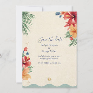 Aquarell Hawaii Hibiskus Boho Tropische Hochzeit Einladung