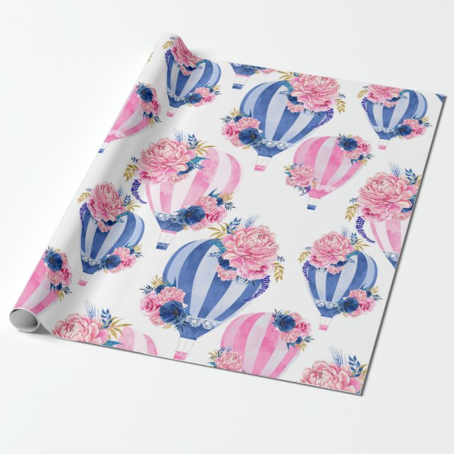 Aquarell-Heißluft-Ballon-Packpapier-Rolle Geschenkpapier (Ungerollt)