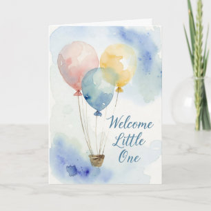 Aquarell-Heißluftballon-Baby-Shower-Karte Karte