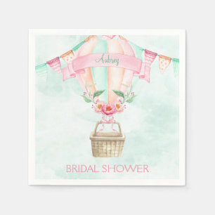 Aquarell Heißluftballon Mint Rosa Pfirsich Serviette