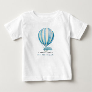 Aquarell-Heißluftballon personalisierter Name Baby T-shirt