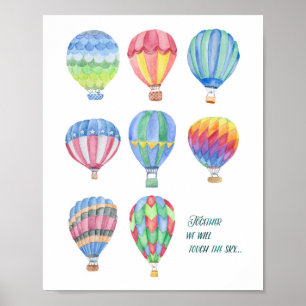 Aquarell-Heißluftballon-Zitat Kunst 4- 8"X10" Poster