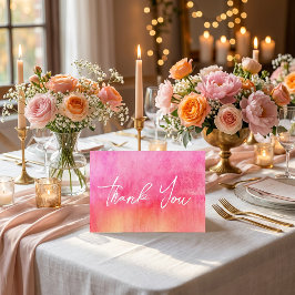Aquarell Heißrosa und Orange Hochzeit Danke