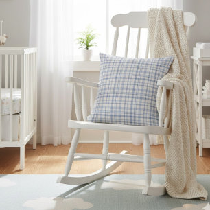 Aquarell Hellblau-Weiß Kariert Kinderzimmer Kissen