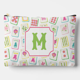 Aquarell Helle Mahjong-Kachel-Monogramm Zubehörtasche