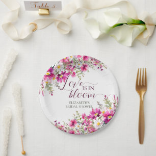 Aquarell Helle Rosa Blumen Love is in Bloom Pappteller