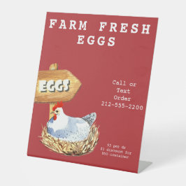 Aquarell Hen Farm Frische Eier Sockelschild