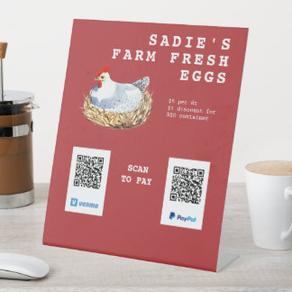 Aquarell Hen Fresh Egi QR Code Zahlung Sockelschild