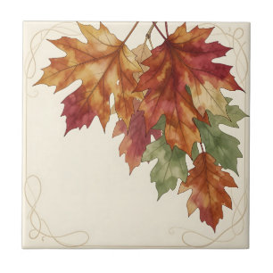 Aquarell Herbst-Ahornblätter Elegant Fliese