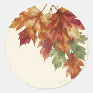 Aquarell Herbst-Ahornblätter Elegant Runder Aufkleber