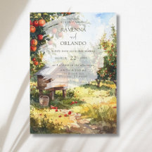 Aquarell Herbst Apfelplantage Hochzeit im Herbst