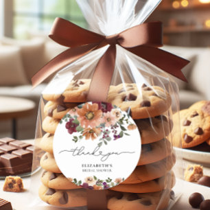 Aquarell Herbst Blumen Brautparty Runder Aufkleber