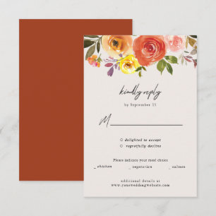 Aquarell-Herbst-Blumen-Hochzeits-Antwortkarte RSVP Karte