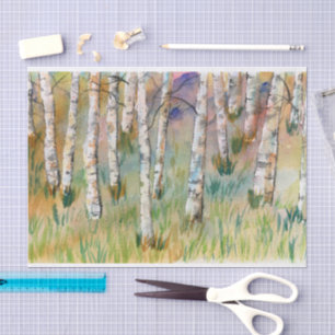 Aquarell Herbst Espenbäume Seidenpapier