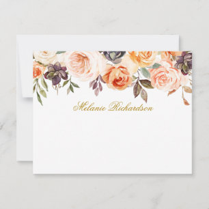 Aquarell Herbst Floral Personalisiert Gold Mitteilungskarte