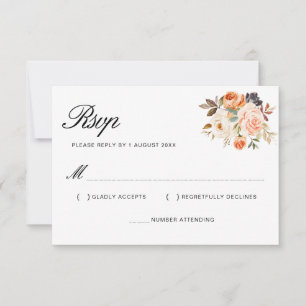Aquarell Herbst Gold Erröten floral  RSVP Karte
