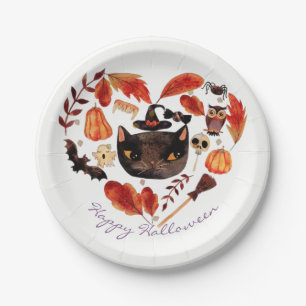 Aquarell Herbst Halloween Baby Shower Whimsical Pappteller