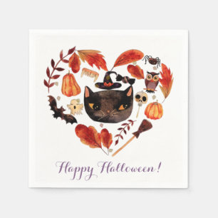 Aquarell Herbst Halloween-Party Süß Verspielt Serviette