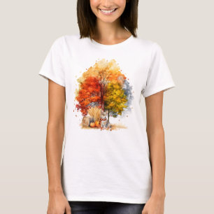 Aquarell-Herbst-Hund-Design - Corgi T-Shirt
