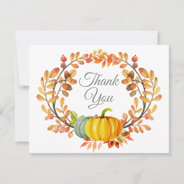 Aquarell-Herbst-Kürbis-Dankeschön-Karte Dankeskarte (Vorderseite)
